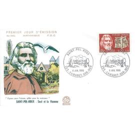 france 1968, belle enveloppe 1er jour FDC 644A, timbre yvert 1552, saint pol roux, poête symboliste, cachet de camaret - finistère, TBE.