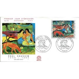 france 1968, belle enveloppe 1er jour FDC 650, timbre yvert 1568, tableau de Paul Gauguin, "Aréaréa".