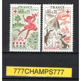 croix-rouge. 1975. y & t 1860 et 1861