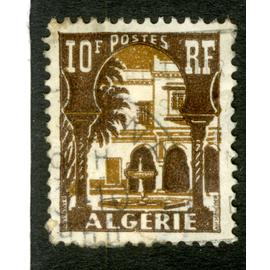 timbre oblitéré algérie, postes, rf, 10 f