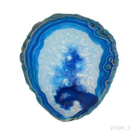 Tranche de Géode d'Agate Pierre de Cristal Dessous de Verre en Pierre Coasters pour Boissons Décoration marin bleu marin