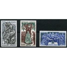 France 1967, très belle série historique, timbres neufs** luxe yvert 1537 1538 1539 - Personnages célèbres - Hugues Capet, Philippe Auguste, Saint Louis. -