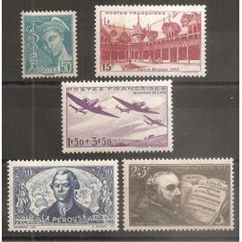 538 à 542 (1942) Série de timbres neufs N* (cote 4,2e) (8187)