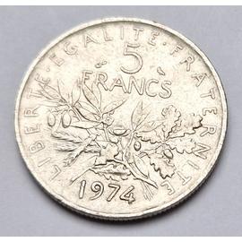 Pièce de monnaie 5 Francs semeuse 1974 République Française