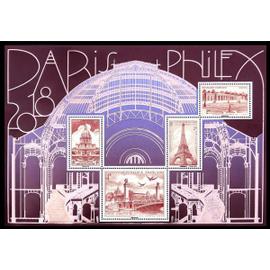 Monuments de Paris salon philatélique PARIS-PHILEX feuillet 5222 bloc doré année 2018 n° 5222 5223 5224 5225 yvert et tellier luxe