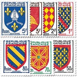Armoiries de provinces (7) : série complète année 1954 n° 999 1000 1001 1002 1003 1004 1005 yvert et tellier luxe
