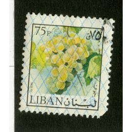 timbre oblitéré liban, avion, 75 p