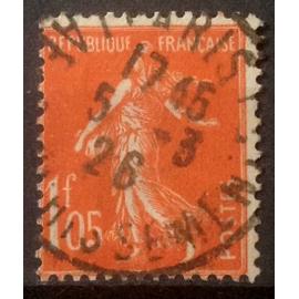 Semeuse 1924 - 1f05 Vermillon (N° 195) Obl - Cote 5,25&euro; - France Année 1924 - brn83 - N32536