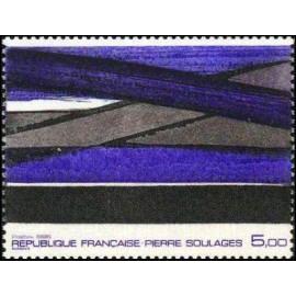 Art : oeuvre originale de Pierre Soulages année 1986 n° 2448 yvert et tellier luxe