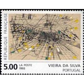 Art contemporain "gravure réhaussée" de Maria Helena Viera da Silva Portugal année 1993 n° 2835 yvert et tellier luxe