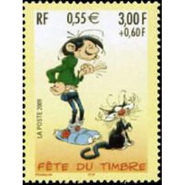 Fête du timbre : Gaston lagaffe année 2001 n° 3371 yvert et tellier luxe