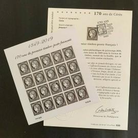 170 ans du 1er timbre français salon philatélique de printemps feuillet 5305 avec document philatélique année 2019 n° 5305 (0,88 ?) yvert et tellier luxe