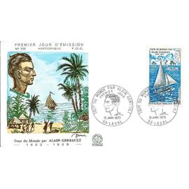 france 1970, belle enveloppe 1er jour FDC 703, timbre yvert 1621, tour du monde a la voile par alain gerbault, de 1923 à 1929.