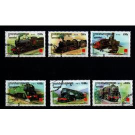 Série De Timbres Sur La Thématique Des Trains - Cambodge 2001 - N°1846/1851