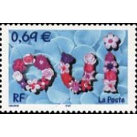 timbre pour mariages : "oui" constitué de fleurs année 2002 n° 3465 yvert et tellier luxe