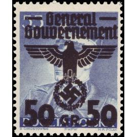 pologne, occupation allemande 1940, general gouvernement, très beau timbre neuf** luxe yvert 44, timbre polonais d
