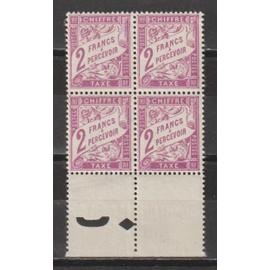france, 1893-1935, timbres-taxe, type duval, n°42 (en bloc de 4, bord de feuille), neuf.