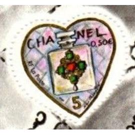 france 2004, très beau timbre neuf** luxe yvert 3632, coeur chanel 5 (provenant du feuillet), 0.50? multicolore.