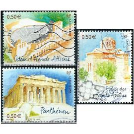france 2004, capitales européennes, athènes, beaux timbres yvert 3719 le parthénon, 3720 l
