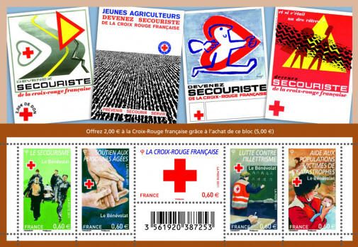 Au profit de la croix rouge : le bénévolat feuillet 4621 année 2011 n° 4621 4622 4623 4624 4625 yvert et tellier luxe