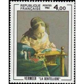 Art: "la dentelière" de Vermeer Musée du Louvre à Paris année 1982 n° 2231 yvert et tellier luxe
