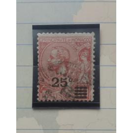 L219 -- TIMBRE OBLITÉRÉ MONACO N ° 52 -- ANNÉE 1922 -- " PRINCE ALBERT 1 er : timbre de 1891/1920 surchargé ".