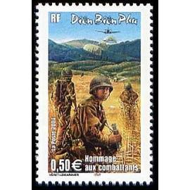 france 2004, très beau timbre neuf** luxe yvert 3667, 50ème anniversaire de la bataille de diên biên phu au vietnam, hommage aux combattants.