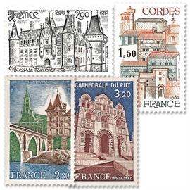 Cordes, Château de Maintenon, Montauban, Cathédrale du Puy série complète année 1980 n° 2081 2092 2083 2084 yvert et tellier luxe