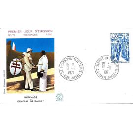 France 1971, belle enveloppe 1er jour FDC 778, timbre yvert 1696, hommage au général de gaulle, l