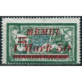 Lituanie, enclave de Memel sous adm. française 1922, beau timbres yvert 59, type merson 45c. vert et bleu surchargé "memel 1 mark 50", neuf*