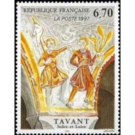 Art : fresques de Tavant (Indre et Loire) année 1997 n° 3049 yvert et tellier luxe