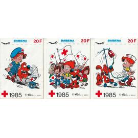 3 Autocollants / Stickers - Boule Et Bill Pour La Croix Rouge (Roba 1985)