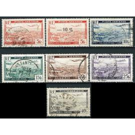 Algérie, département français 1946 / 47, belle série de poste aérienne timbres yvert 1 à 6, avion survolant la rade d