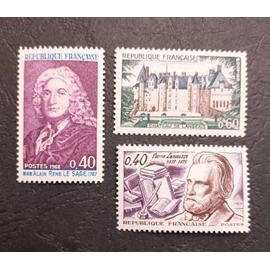 Timbre France neuf 1968 , Y&T n 1558 , 1559 , 1560 , non oblitérés , comme neuf.