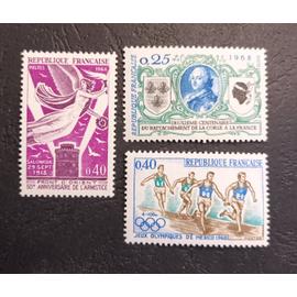 Timbre France neuf 1968 , Y&T n 1571 , 1572 , 1573 , non oblitérés , comme neuf.