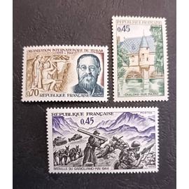 Timbre France neuf 1969 , Y&T n 1600 , 1601 , 1602 , non oblitérés , comme neuf.