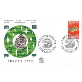France 1972, Très Belle Enveloppe 1er Jour Fdc 796a, timbre 1715, Europa Cept, Belle Illustration Couleur Et Cachet De Strasbourg.