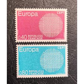 Timbre France neuf 1970 , Y&T n 1637 , 1638 , non oblitérés , comme neuf.