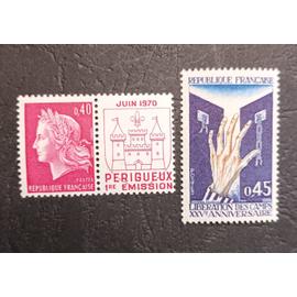 Timbre France neuf 1970 , Y&T n 1643 , 1648 , non oblitérés , comme neuf.
