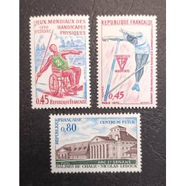 Timbre France neuf 1970 , Y&T n 1649 , 1650 , 1651 , non oblitérés , comme neuf.