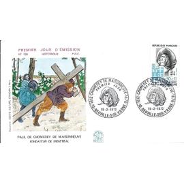 france 1972, belle enveloppe 1er jour FDC 789, timbre yvert 1706, paul chomedey de maisonneuve, fondateur de montréal.