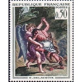 france 1963, très bel exemplaire neuf** luxe, yvert 1376 oeuvre de Delacroix : la lutte de jacob avec l