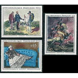 France 1962 - très belle Série complète tableaux, timbres neufs** luxe yvert 1363 Courbet, "La rencontre" - 1364 Manet, "Madame Manet au canapé bleu" - 1365 Géricault, "officier chasseur".