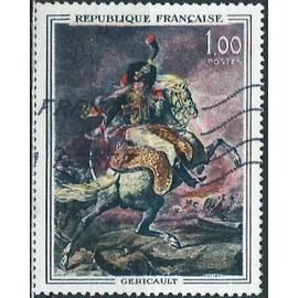 France 1962, beau timbre yvert 1365, oeuvre de Géricault, officier chasseur de la garde impériale, sur son cheval cabré, oblitéré, TBE