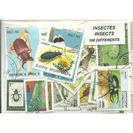 Lot 100 timbres thematique " Insectes
