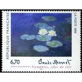 Art : "Nymphéas effet du soir" de Claude Monet année 1999 n° 3247 yvert et tellier luxe