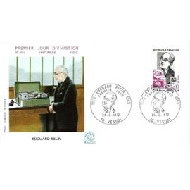 france 1972, belle enveloppe 1er jour FDC 803, timbre 1708, édouard belin, inventeur du belinographe, appareil d