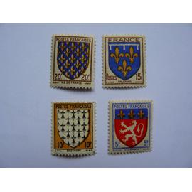 Timbres armoiries de provinces (I) 1943 Lyonnais, Bretagne, Provence, Ile-de-France N° 572/575 neuf ++