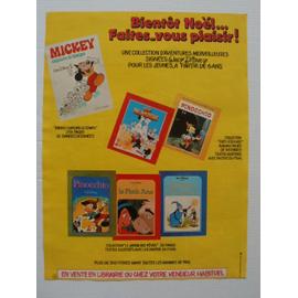 publicité ancienne (1981) issue d'un journal de mickey, pour la collection de 300 livres des aventures merveilleuses de walt disney : pinocchio, le petit âne, merlin l'enchanteur, les 101 dalmatiens..