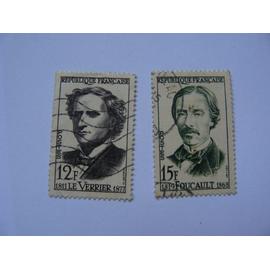 Paire de timbre grands savants Urbain Le Verrier N° 1147 et Léon Foucault N° 1148 oblitérés de 1958